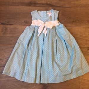 Janie and Jack Blue Polka Dot Bow A-line Dress